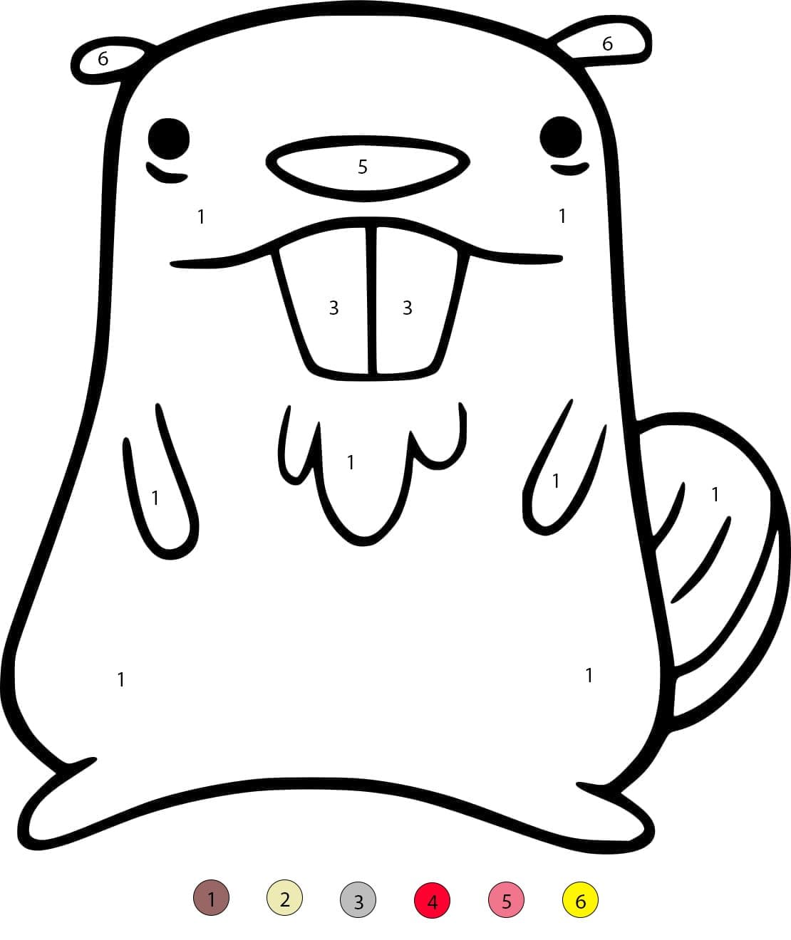 Beaver Free Color By Number