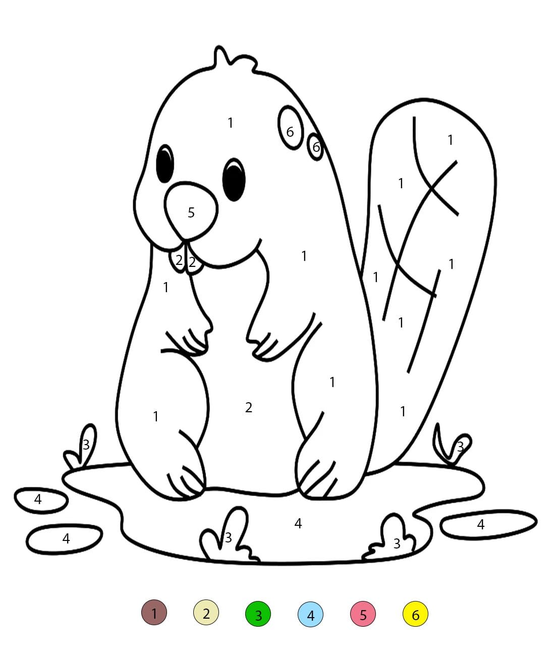 Beaver On Water Color By Number