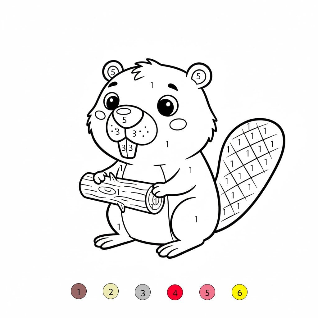 Beaver Print Color By Number