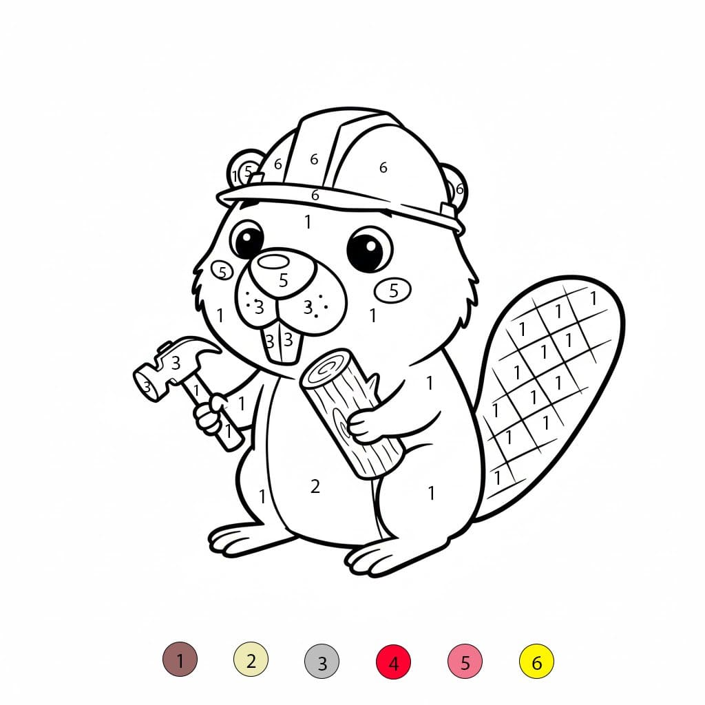 Beaver Printable Color By Number