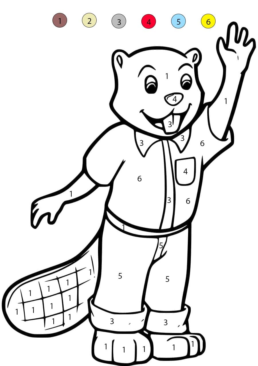 Beaver Say Hi Color By Number