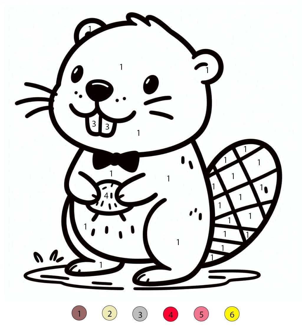 Beaver Simple Color By Number