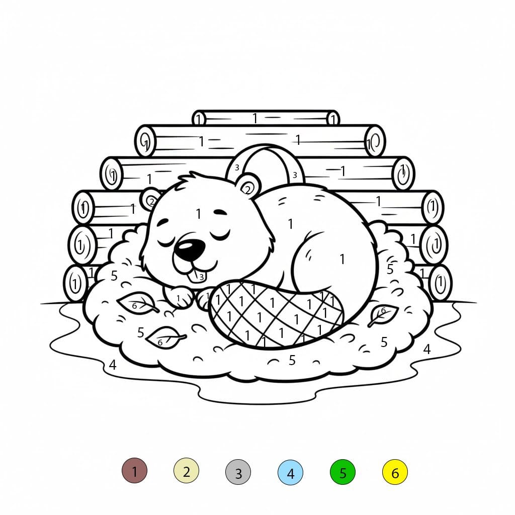 Beaver Sleep Color By Number