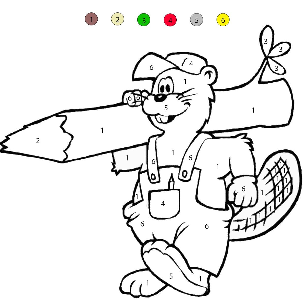 Beaver Working Color By Number
