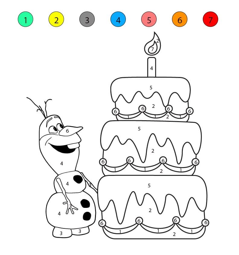 Birthday Cake And Snowman Color By Number