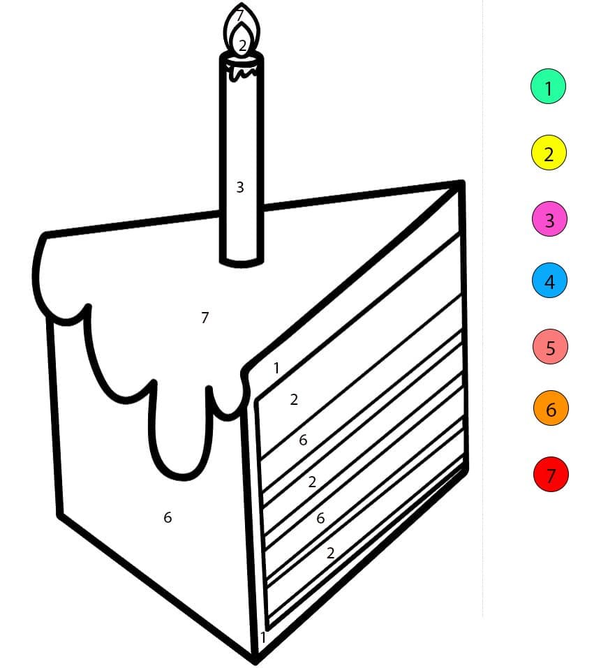 Birthday Cake Easy Color By Number