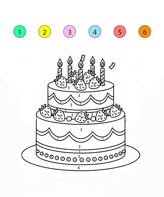 Birthday Cake For Kids Color By Number