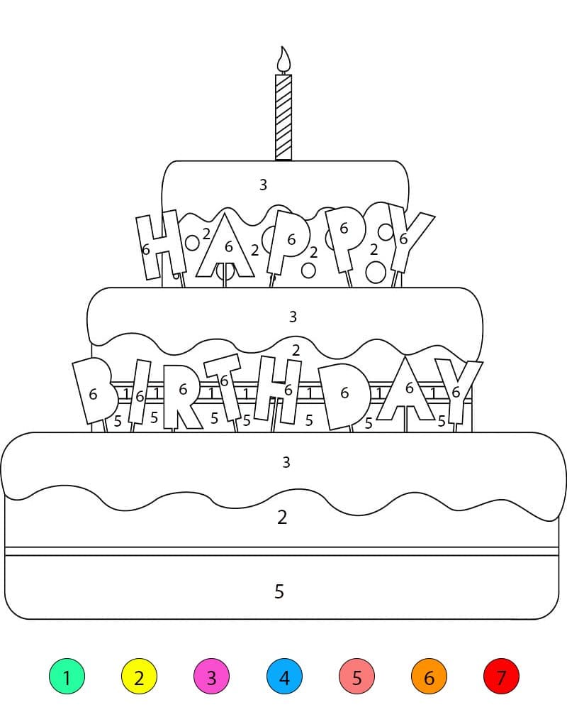 Birthday Cake Free Color By Number