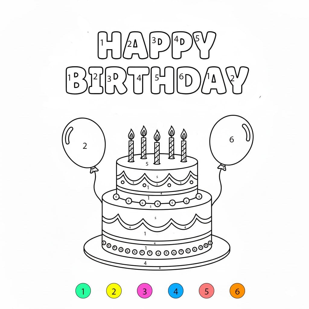 Birthday Cake Free For Kids Color By Number