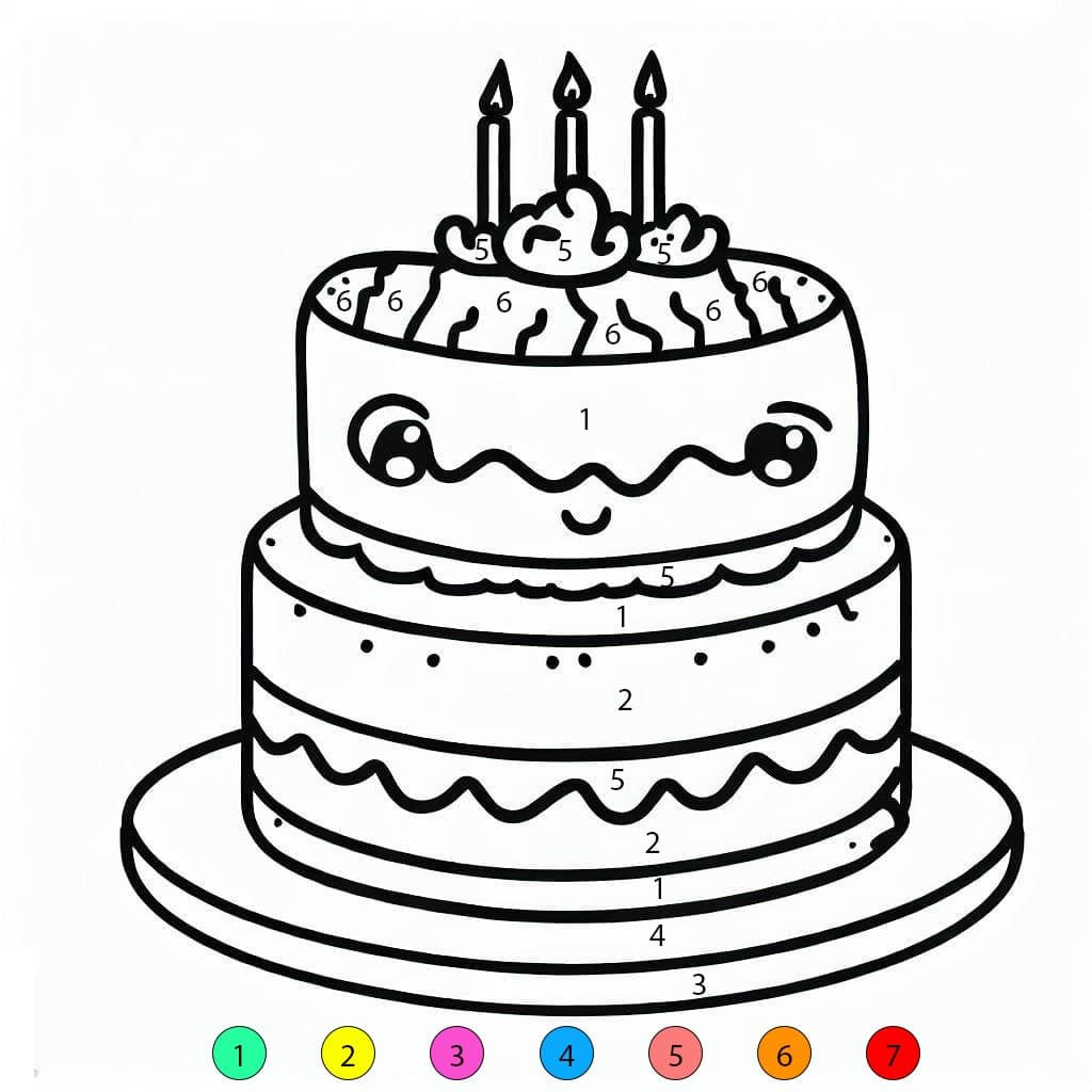 Birthday Cake Great Color By Number