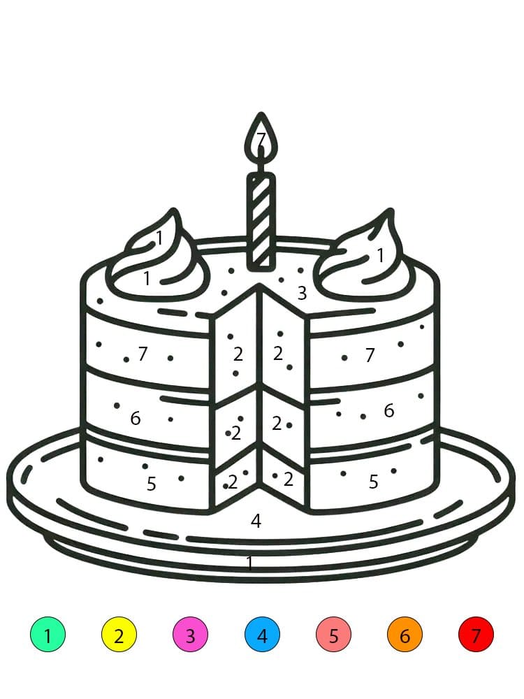 Birthday Cake Little Color By Number
