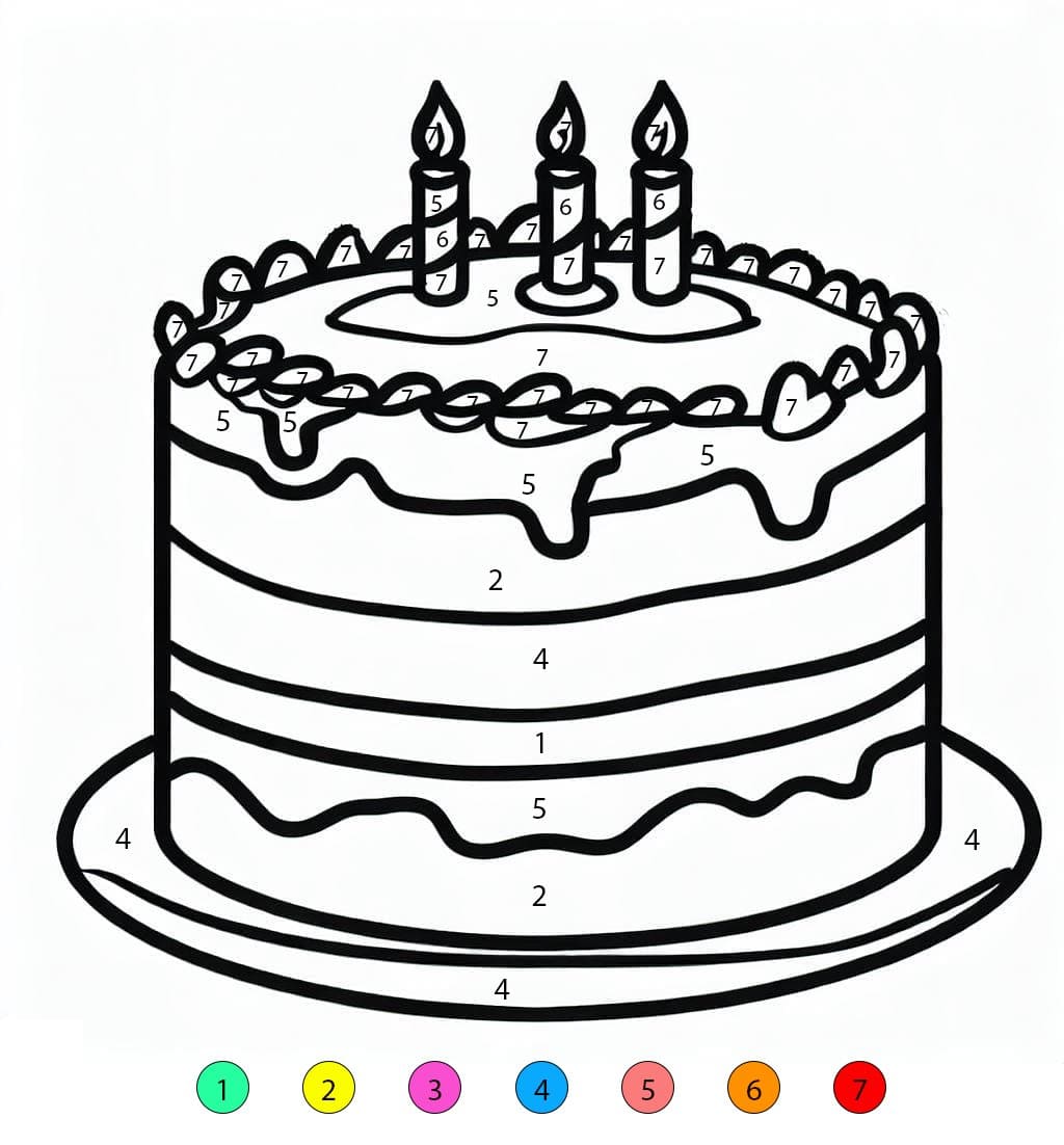 Birthday Cake Printable Color By Number