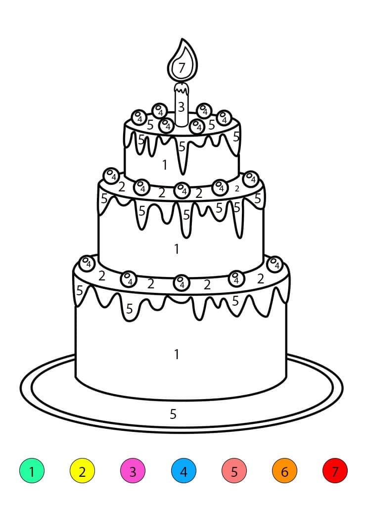 Birthday Cake Special Color By Number