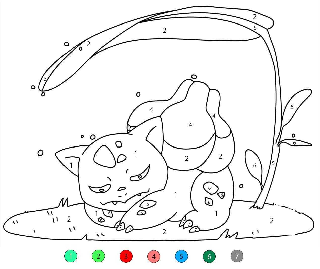 Bulbasaur In Rain Color By Number