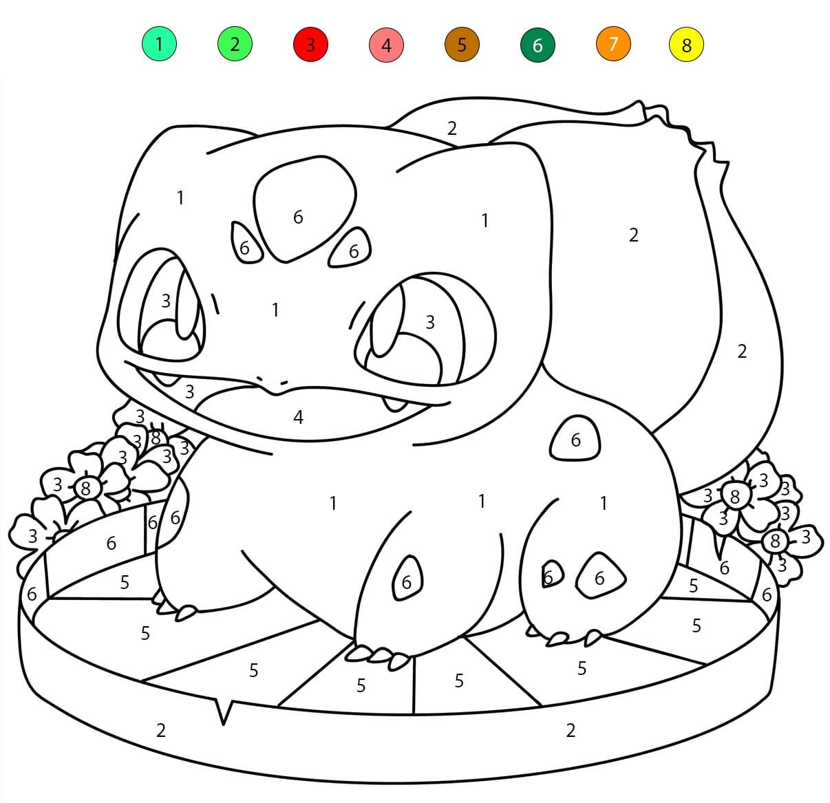 Bulbasaur Printable Color By Number