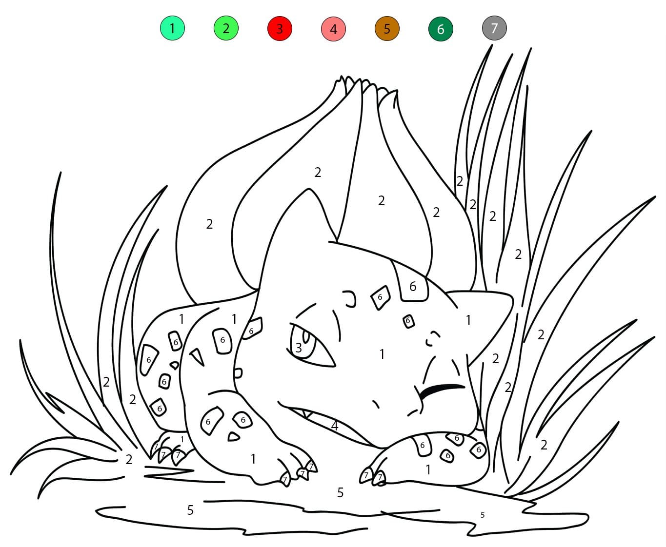 Bulbasaur Sleepy Color By Number