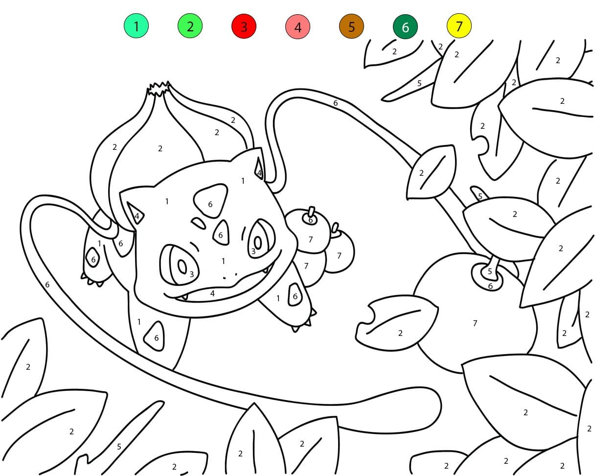 Bulbasaur Smiling Color By Number
