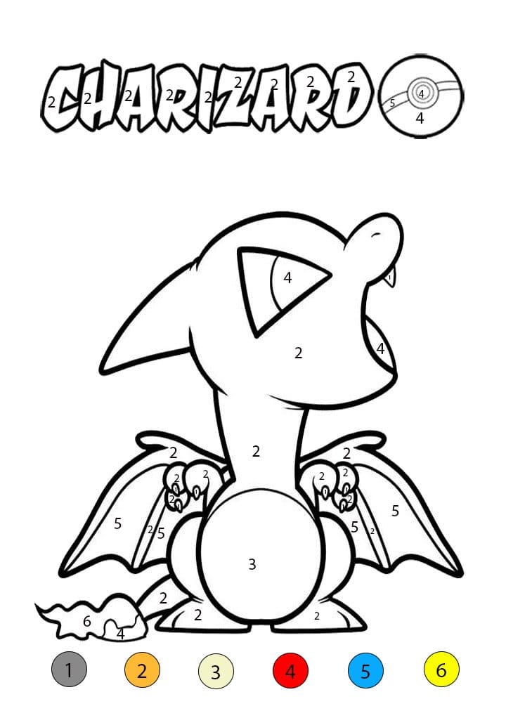 Charizard For Kid Color By Number