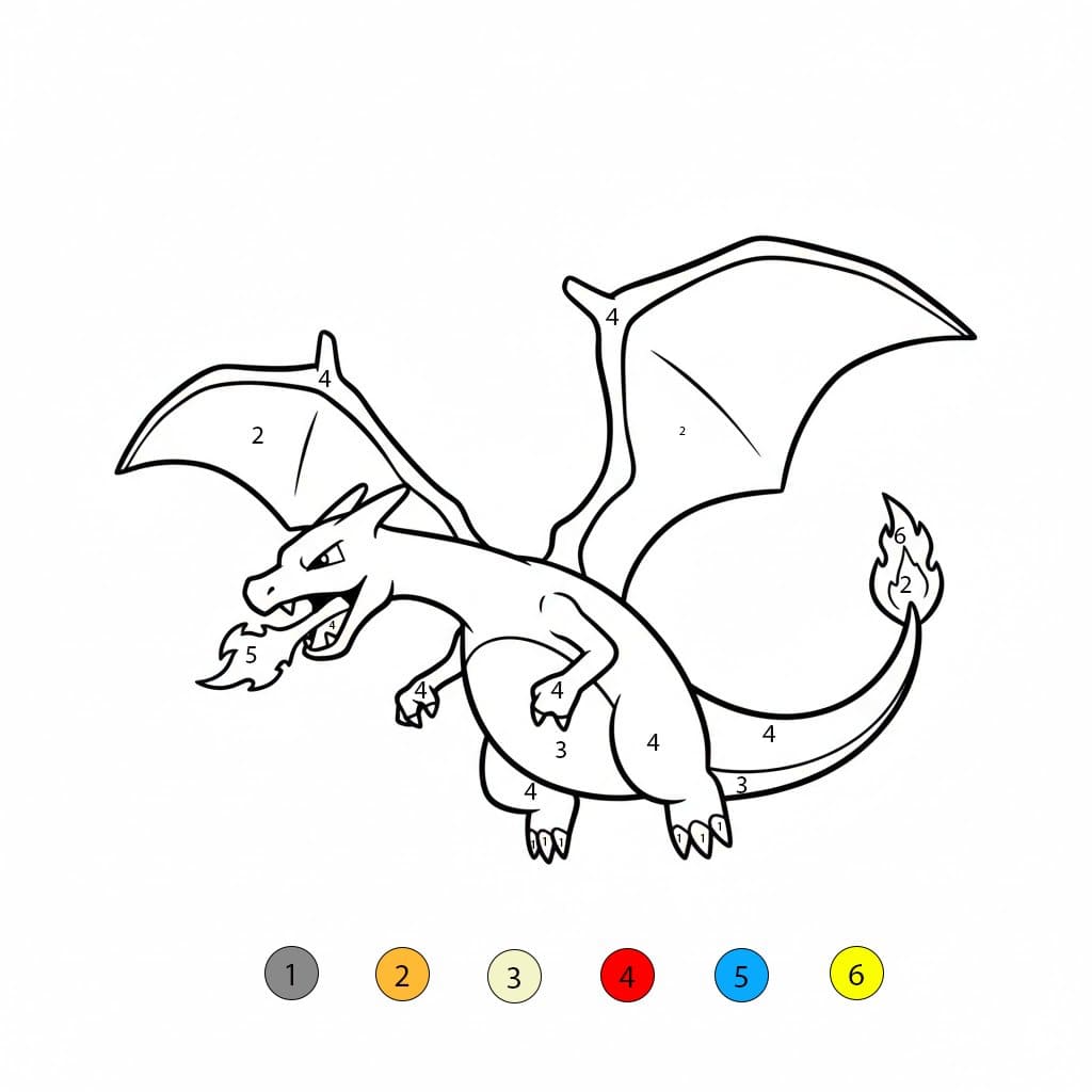 Charizard For Kids Color By Number
