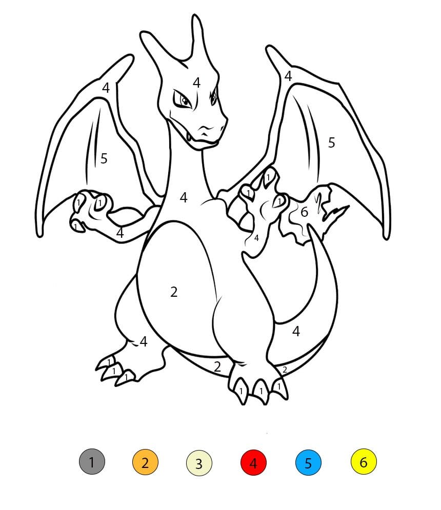 Charizard Free Printable Color By Number