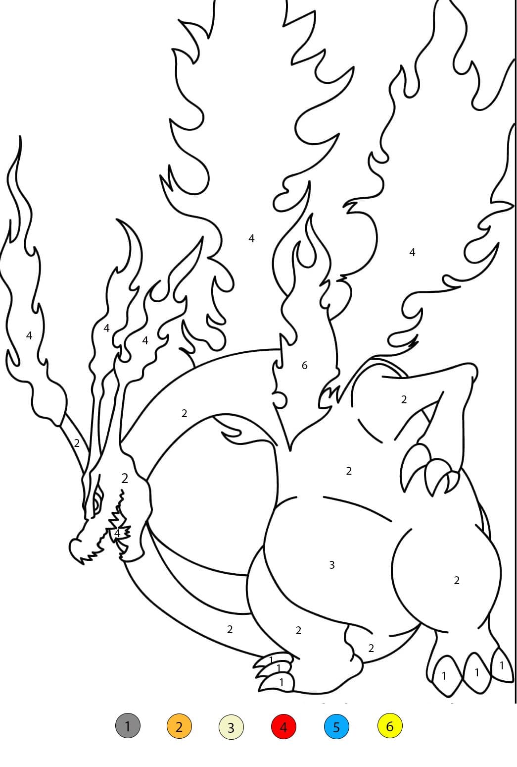 Charizard Pokemon Color By Number