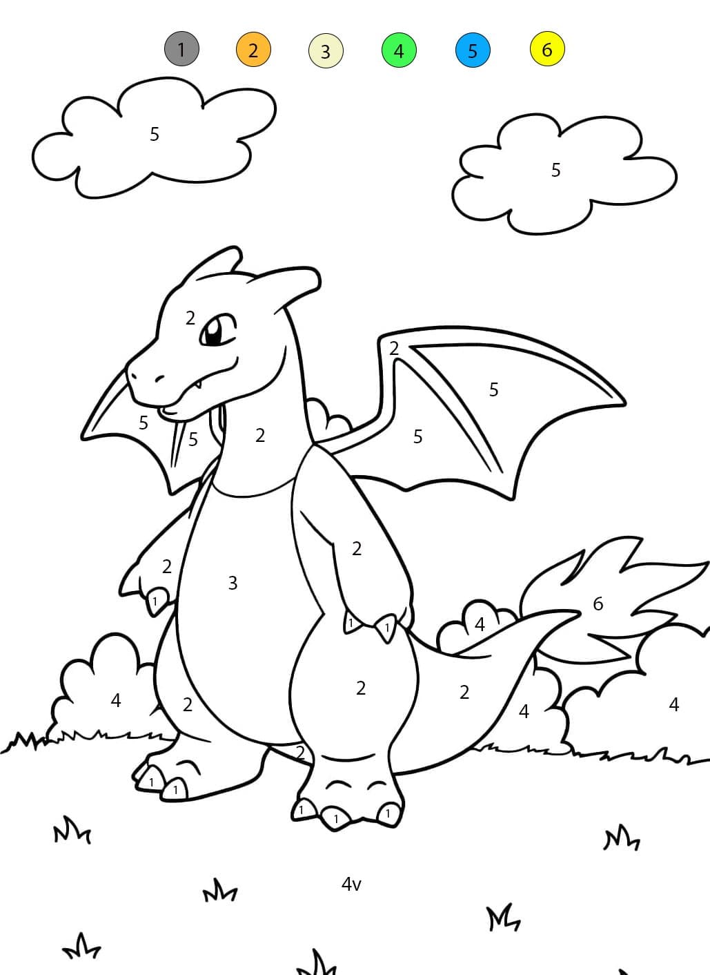 Charizard Print Color By Number