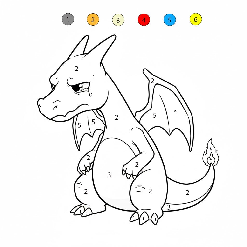 Charizard Sad Color By Number