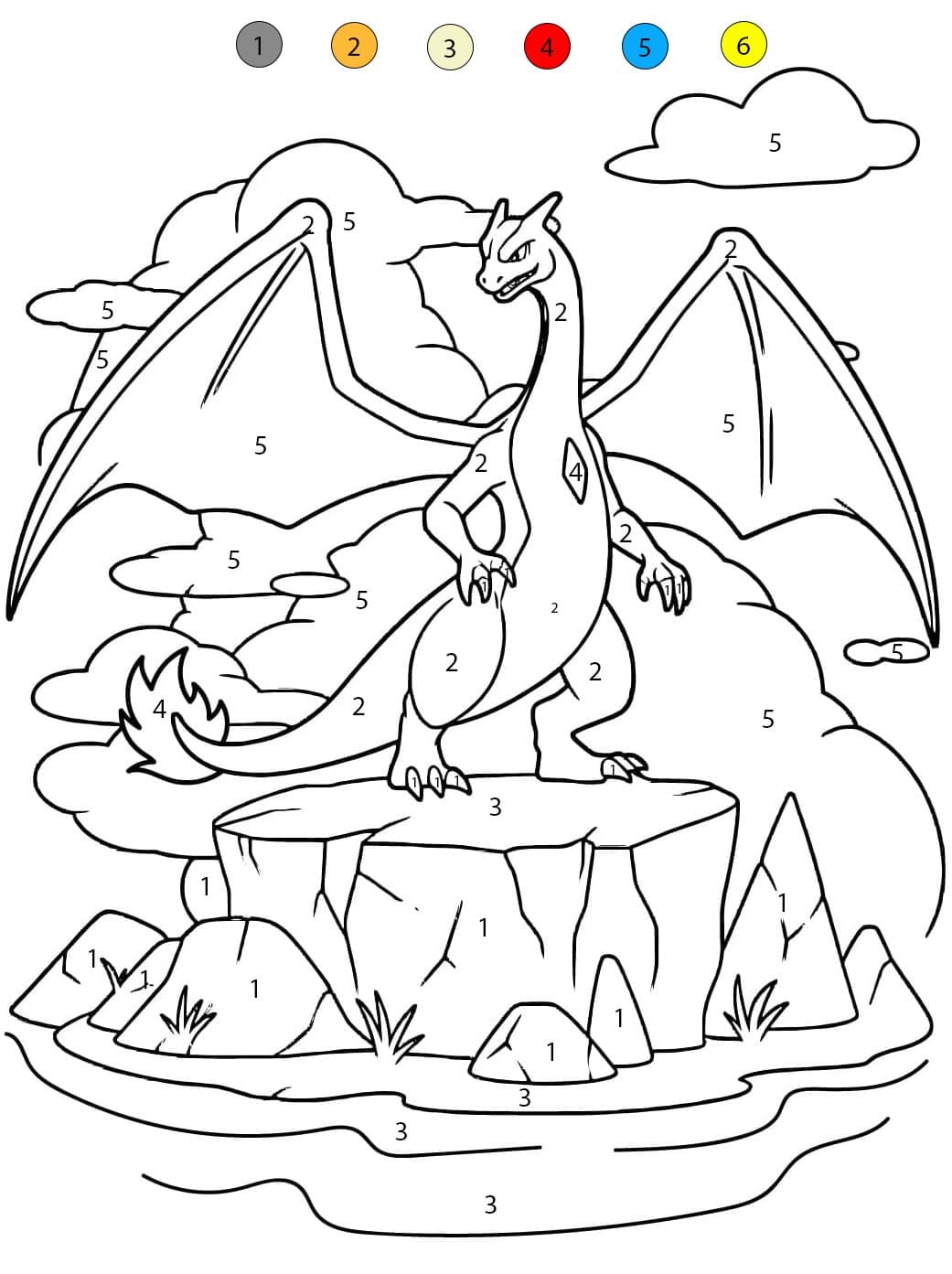Charizard Simple Color By Number
