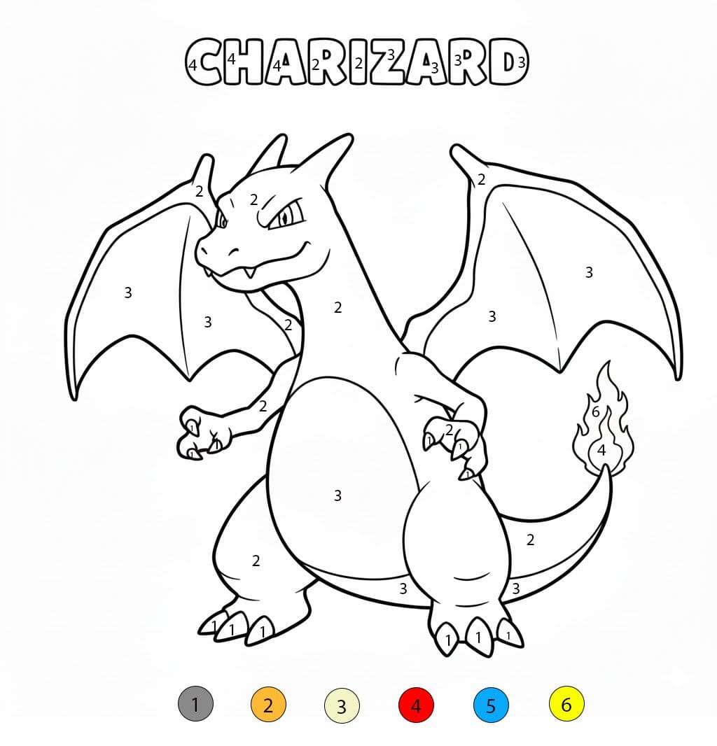 Charizard Smiling Color By Number