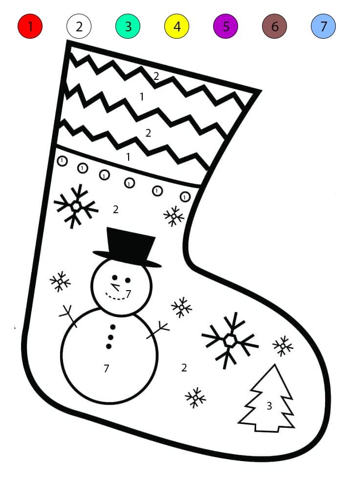 Christmas Stocking Cute Color By Number