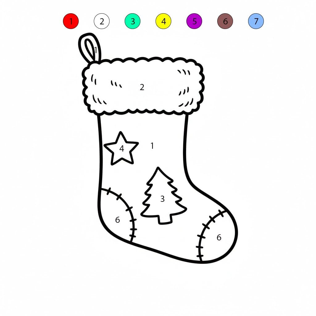 Christmas Stocking Printable Color By Number