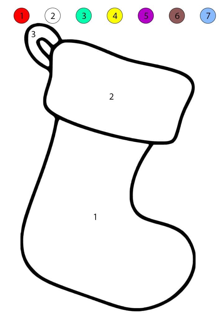 Christmas Stocking Simple Color By Number