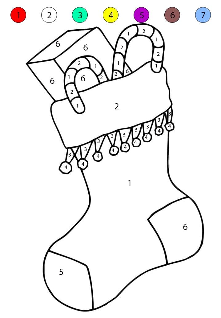 Christmas Stocking Color By Number