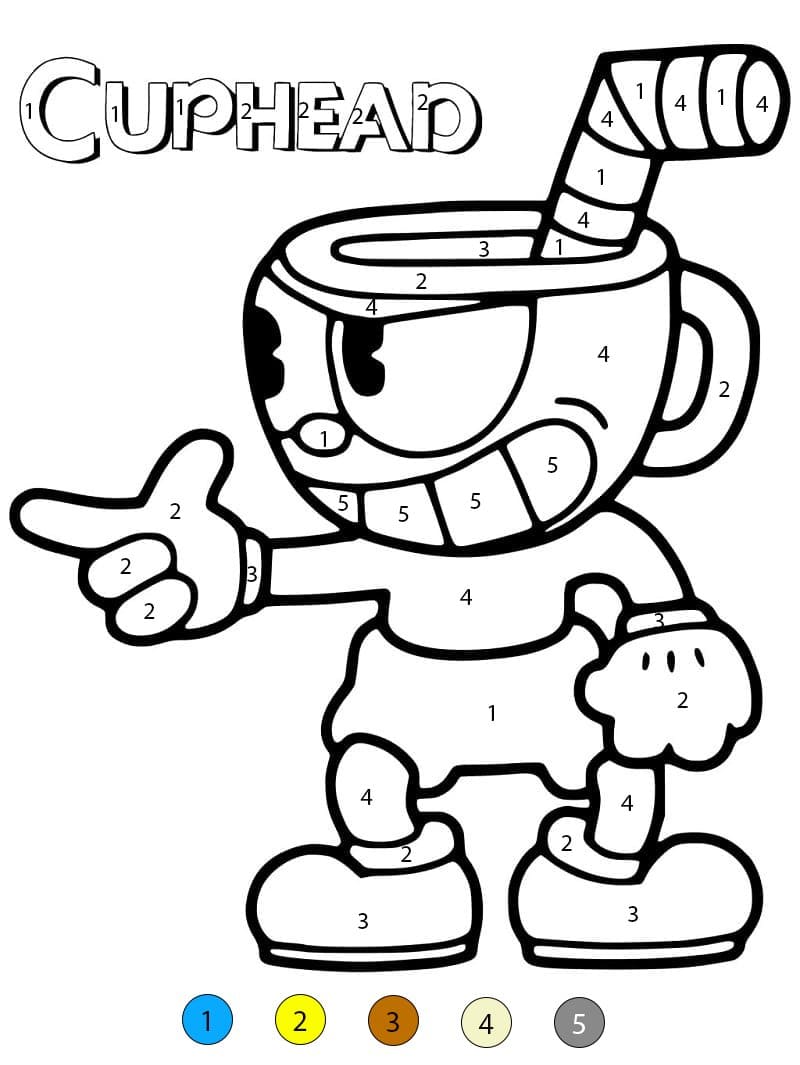 Cuphead Free For Kids Color By Number