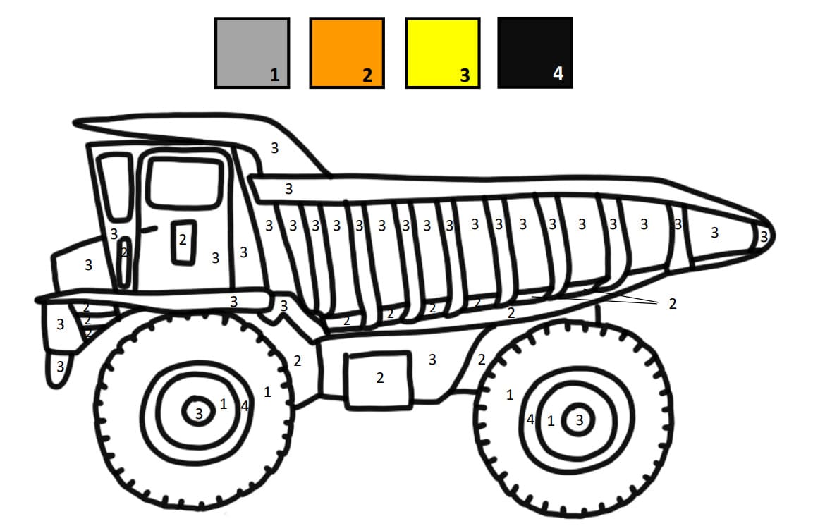 Draw Dump Truck Color By Number