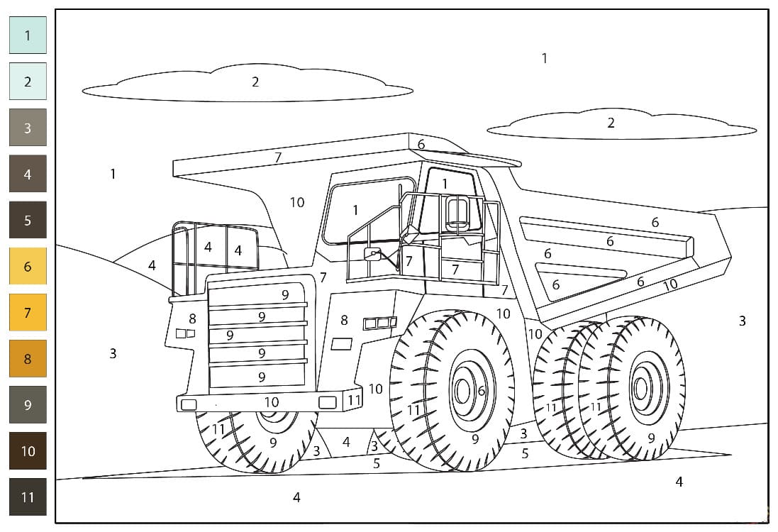 Drawing Dump Truck Color By Number