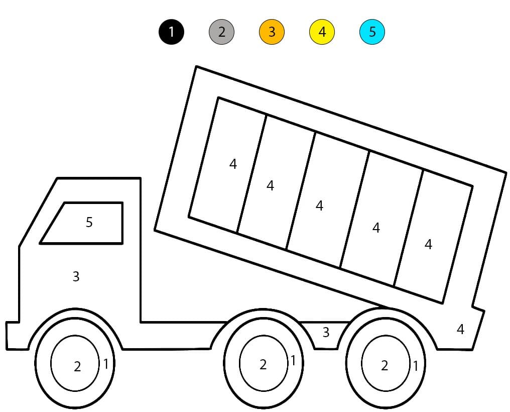 Dump Truck Basic Color By Number