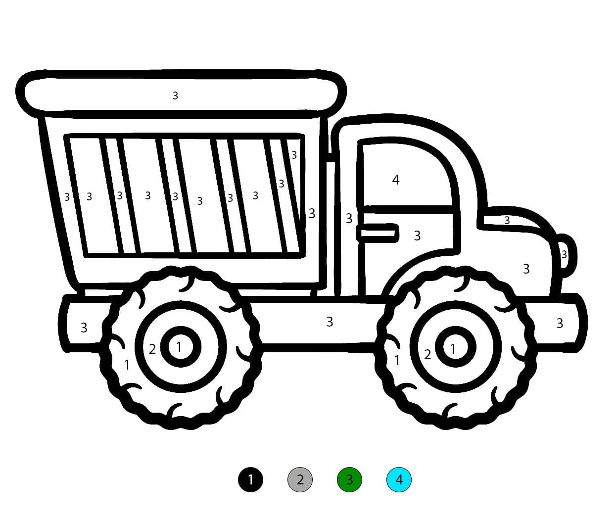 Dump Truck Cartoon Color By Number