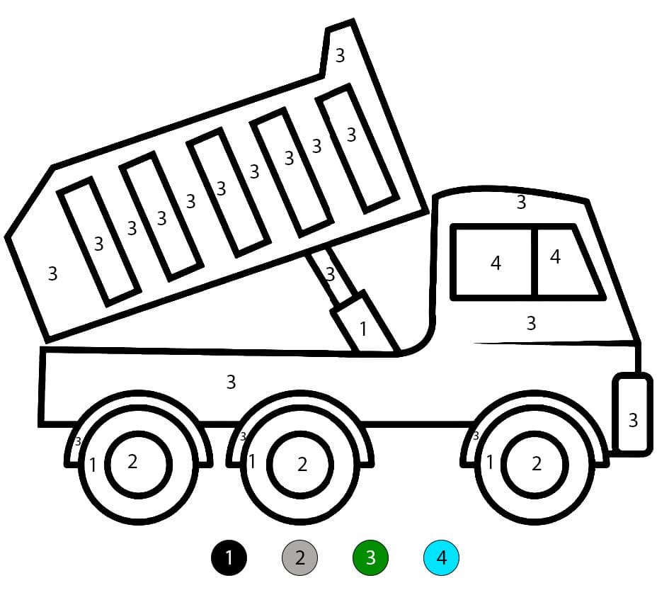 Dump Truck For Kids Color By Number