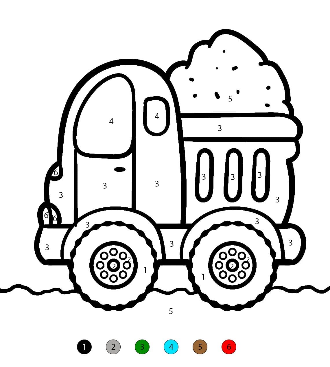 Dump Truck Free For Kids Color By Number