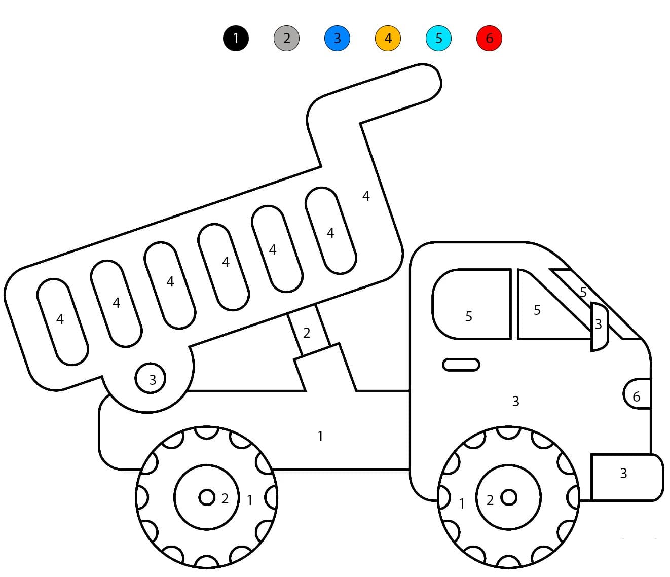Dump Truck Free Print Color By Number