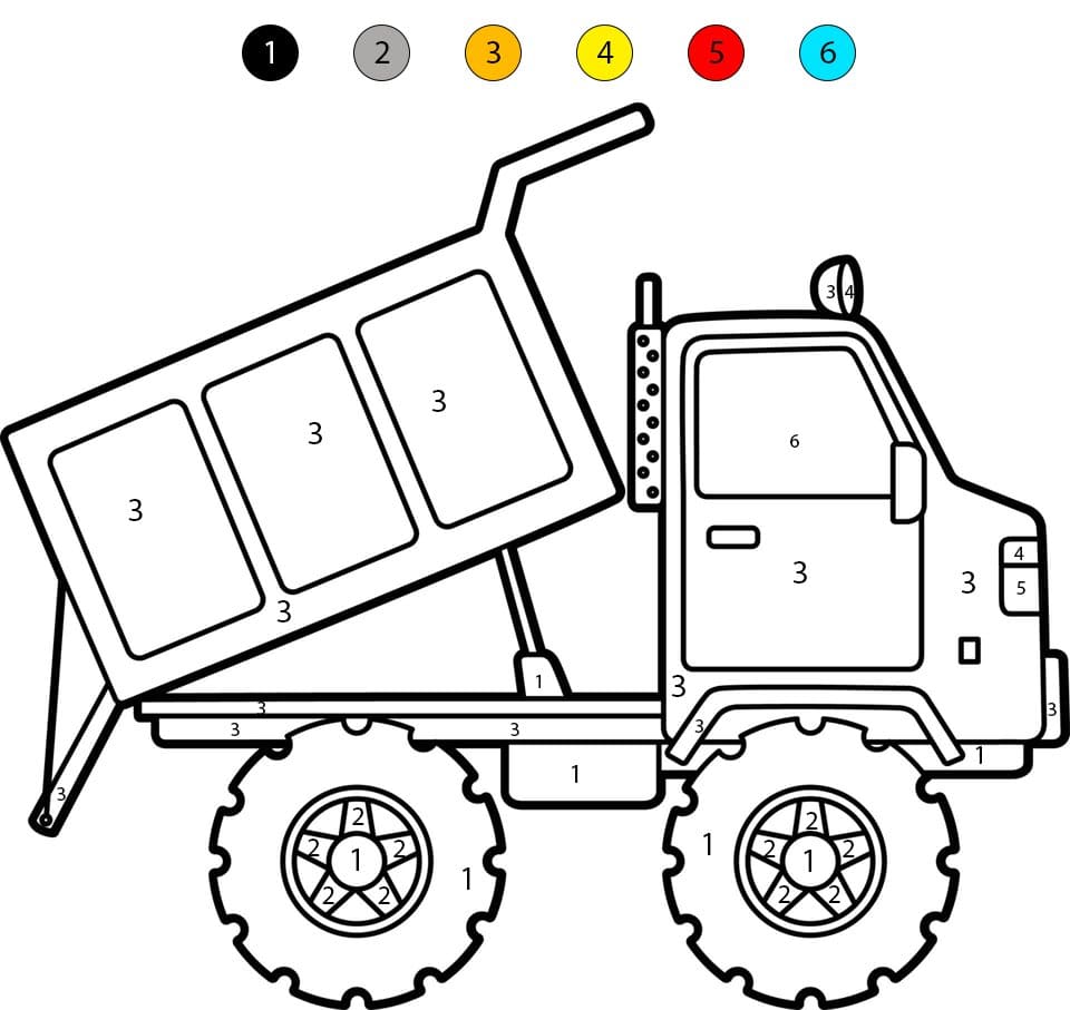 Dump Truck Free Printable Color By Number