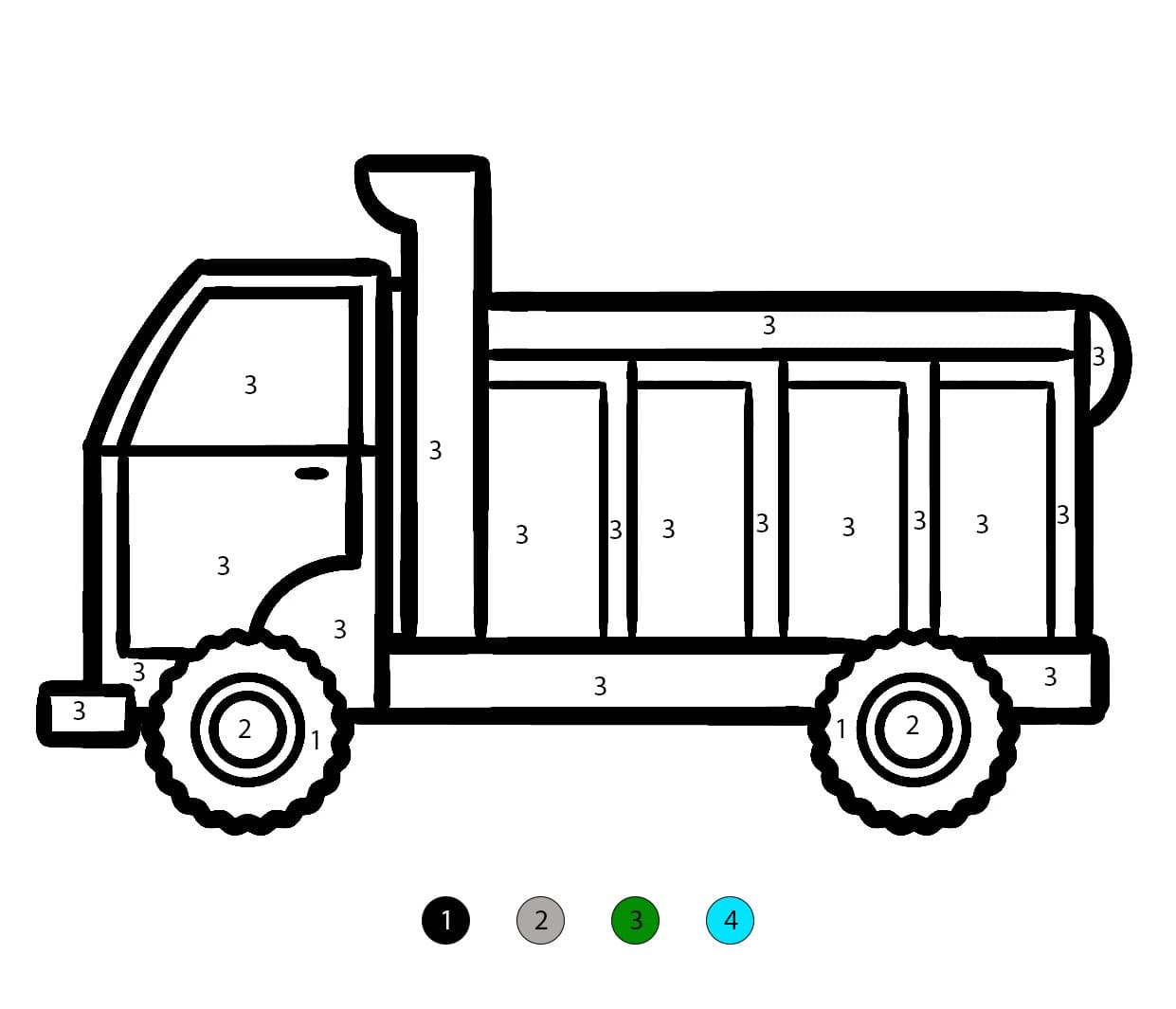 Dump Truck  Color By Number