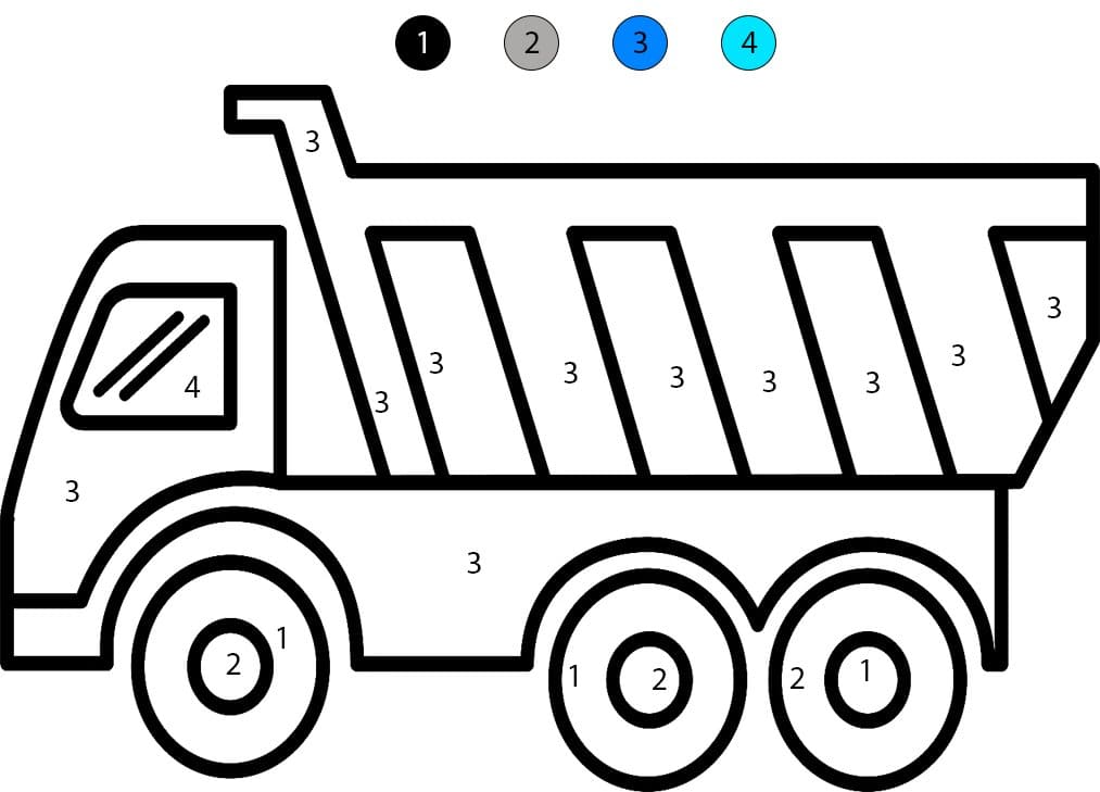 Dump Truck Print Color By Number