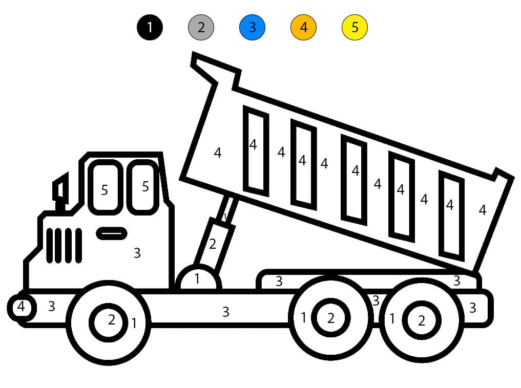 Dump Truck Print Free Color By Number