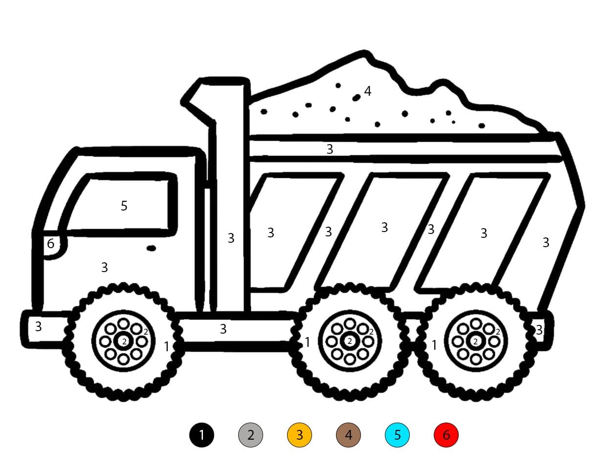 Dump Truck Printable Color By Number