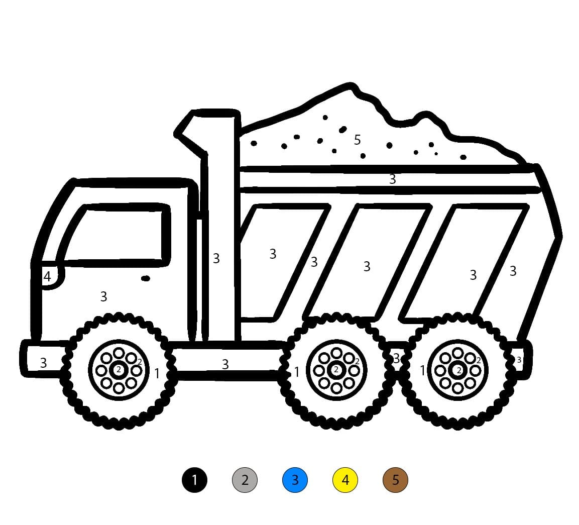 Dump Truck Printable Free Color By Number
