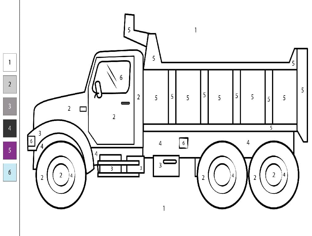 Dump Truck Simple Color By Number