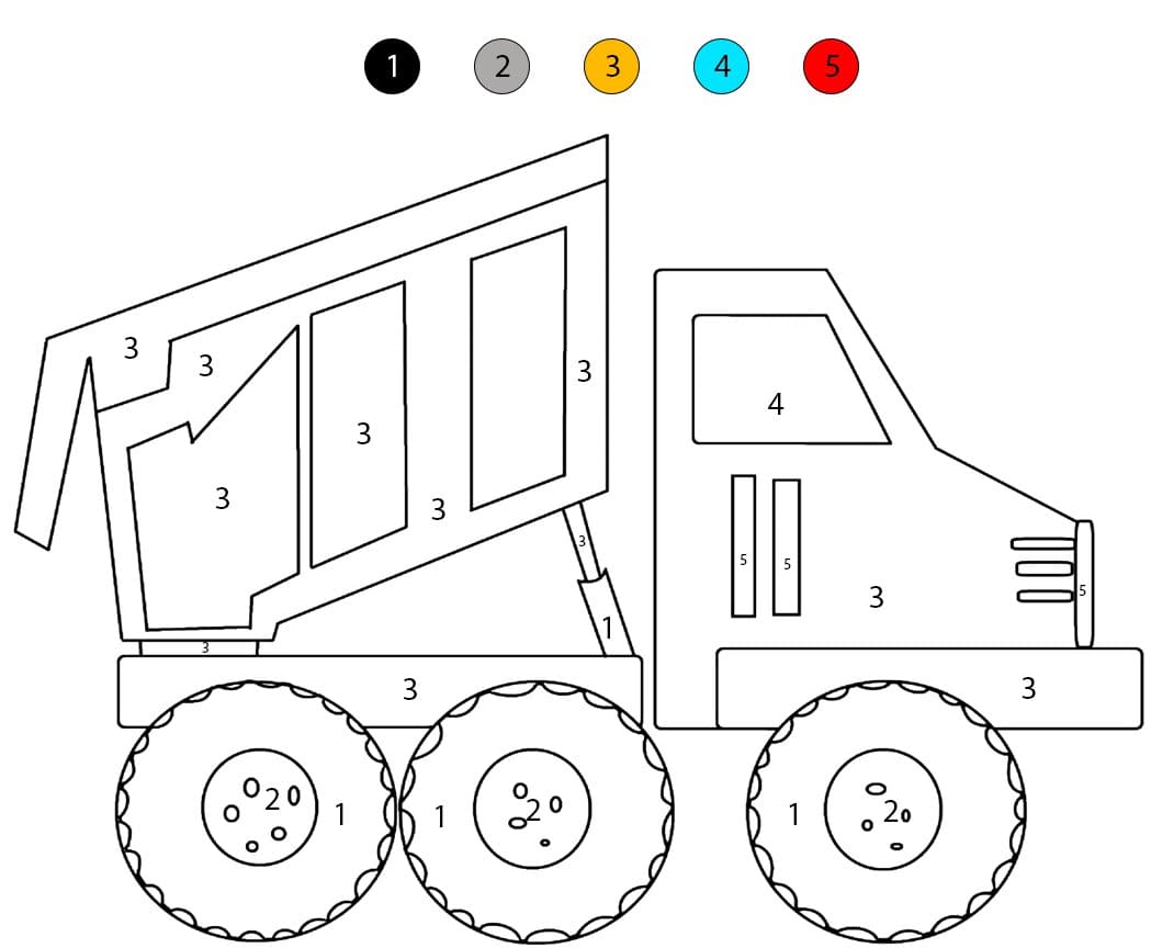 Dump Truck To Print Color By Number