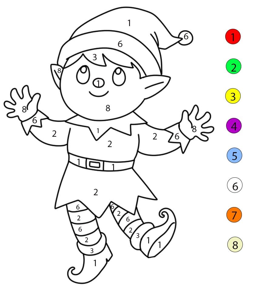 Elf Fun Color By Number